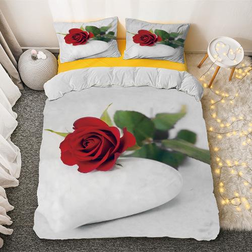 Red Rose King Queen Duvet Cover Romantic Flowers Bedding Set For Kids Teens Adults Girly 3D Floral Black Soft 2/3pcs Quilt Cover