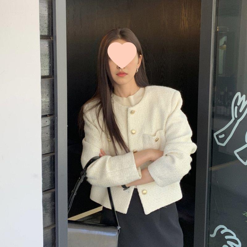 Новый стильный твидовый блейзер для миниатюрных женщин - Короткое зимнее и осеннее пальто