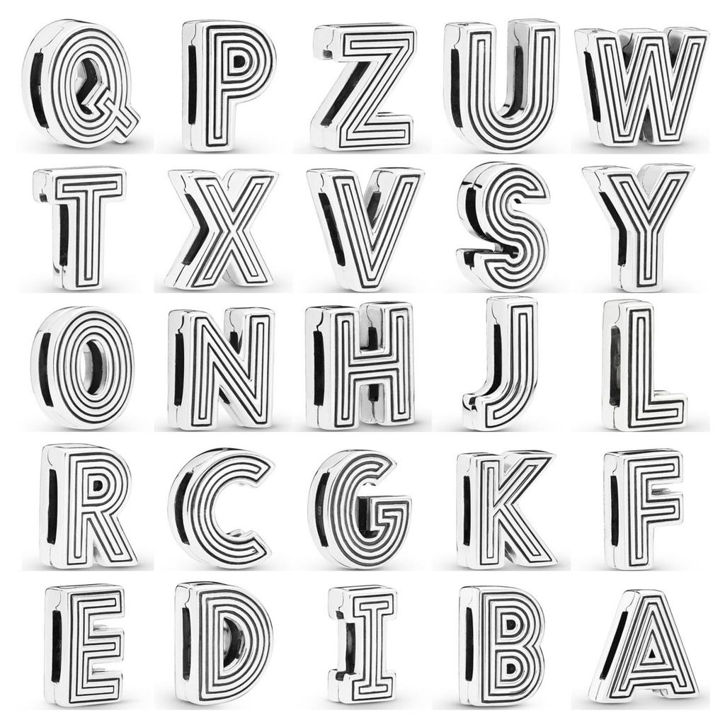 Европейский Новый Посеребренный Медный Шарм-Подвеска в Виде Тонкого Зажима с 26 Буквами, Подходит для Оригинального Браслета, Ювелирное Изделие для Подарка