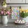 Colorful Bunny Happy Easter Kitchen Towels Set of 2,Hello Peeps Rabbits Dish Hand Towels Farmhouse Indoor Outdoor Holiday Seasonal Decorations DD079