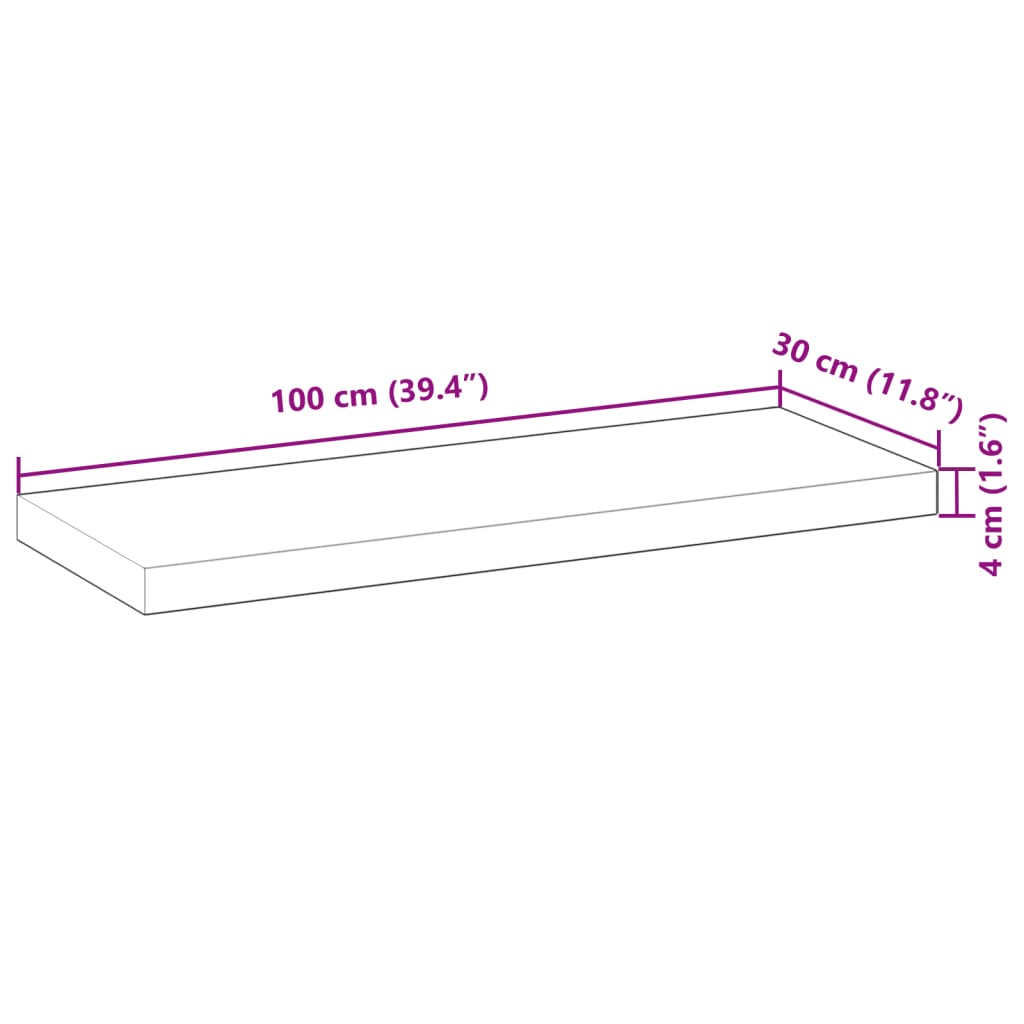 Floating Shelf 100x30x4 cm Solid Acacia Wood Untreated