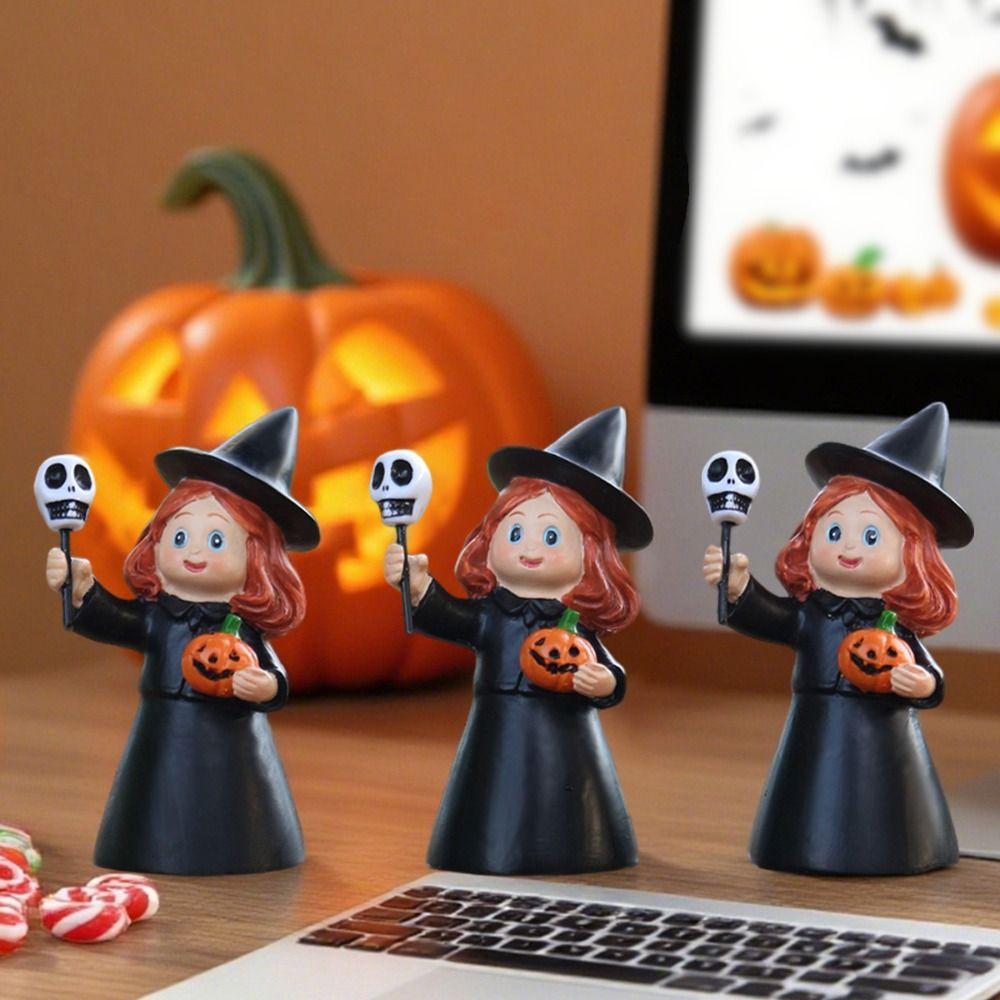 3Pcs Creative Halloween Witch Ornament Cartoon Halloween Party Decoration Home Decor