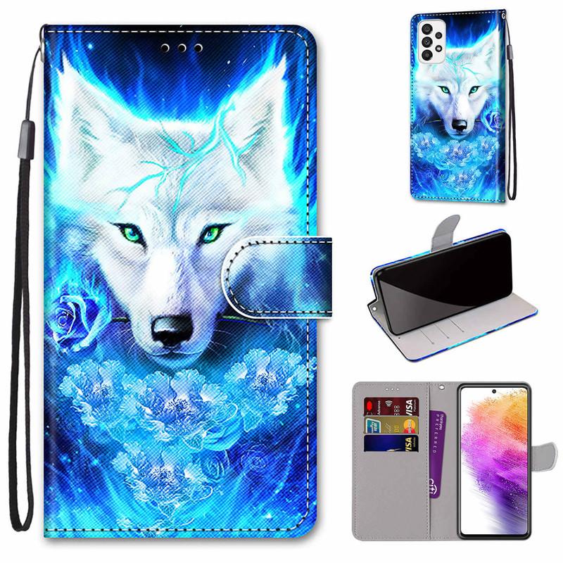 Для iPhone 15 14 13 Pro Max Samsung S23 S24 S22 Ultra A24 A25 A35 A55 A52 милый анималистичный узор PU кожаный чехол-книжка с отделениями для карт и подставкой для телефона