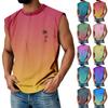 Мужская летняя майка без рукавов с принтом, круглым вырезом и градиентом, спортивная, в стиле кэжуал