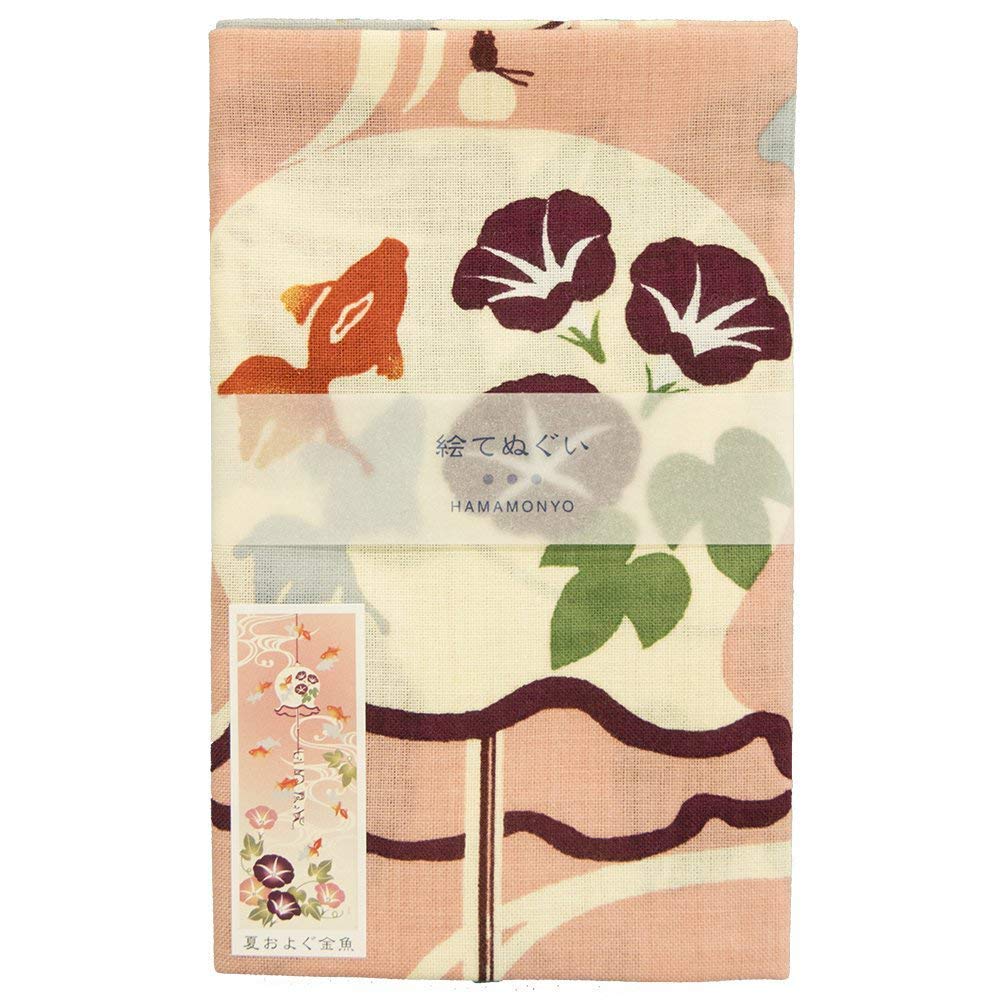 Hama pattern painted tenugui goldfish swimming in summer