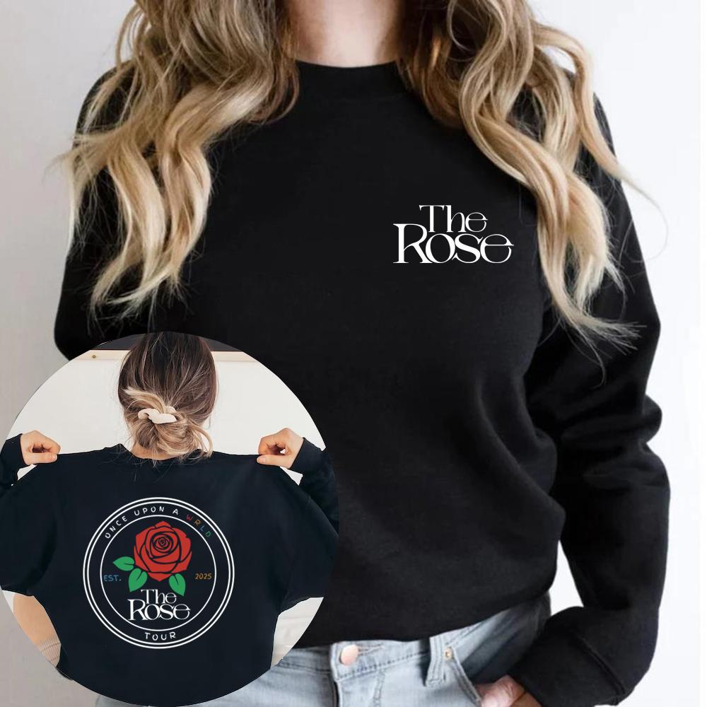 Свитшот The Rose Once Upon A WRLD Tour Милое худи для концерта Корейская рок-футболка Женский свитшот с круглым вырезом K-pop графические худи