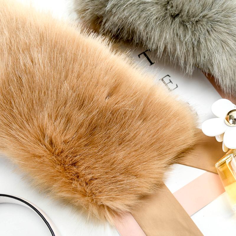1PC Scarf Shawl Outdoor Windproof Short Ribbon Soft Mufflers Cold Proof Solid Color Winter Warm Faux Fox Fur Plush Collar
