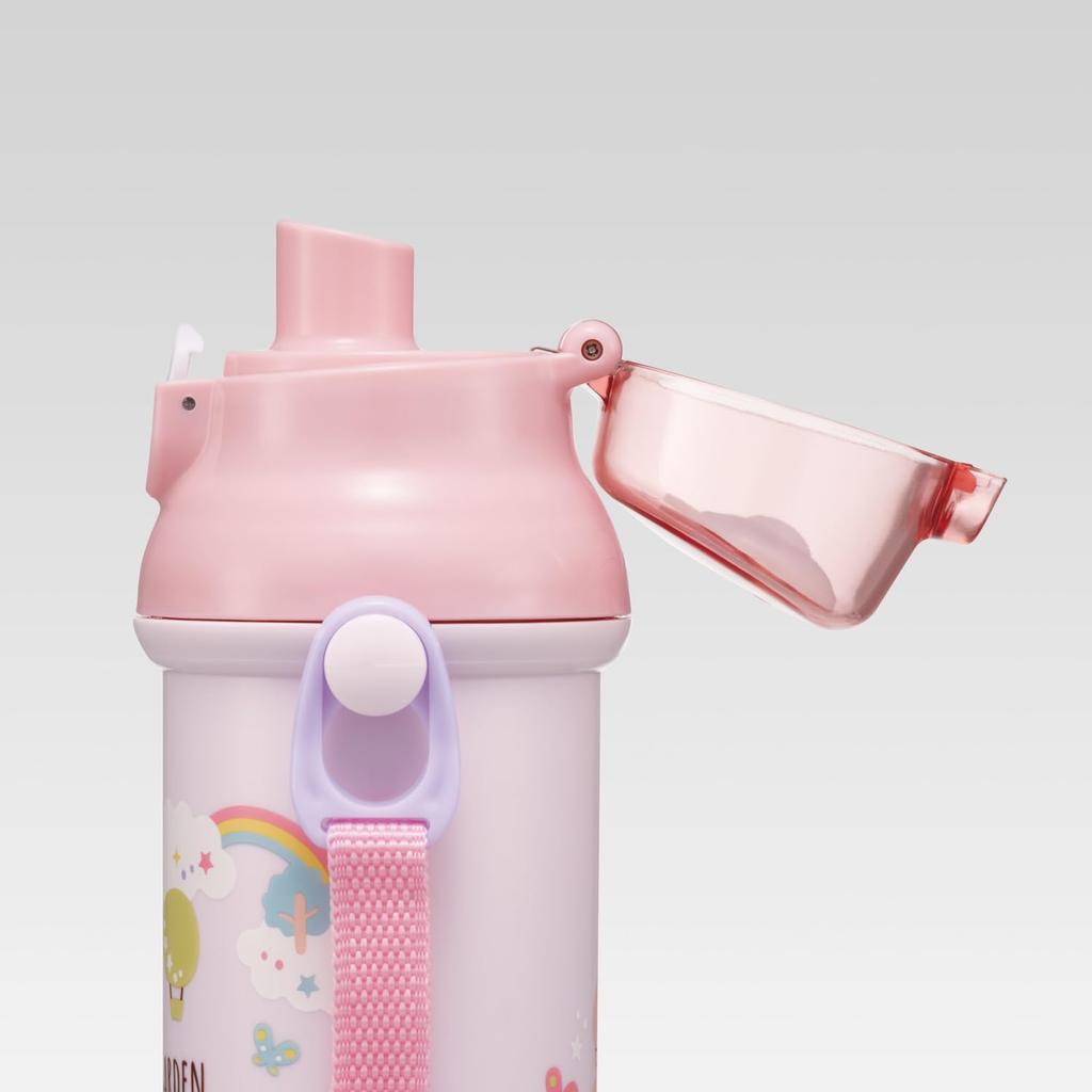 Skater Пластиковая бутылка для воды 480 мл, одно нажатие, антибактериальная, для детей, легкая, антибактериальная обработка, сделано в Японии, сад кроликов PSB5SANAG