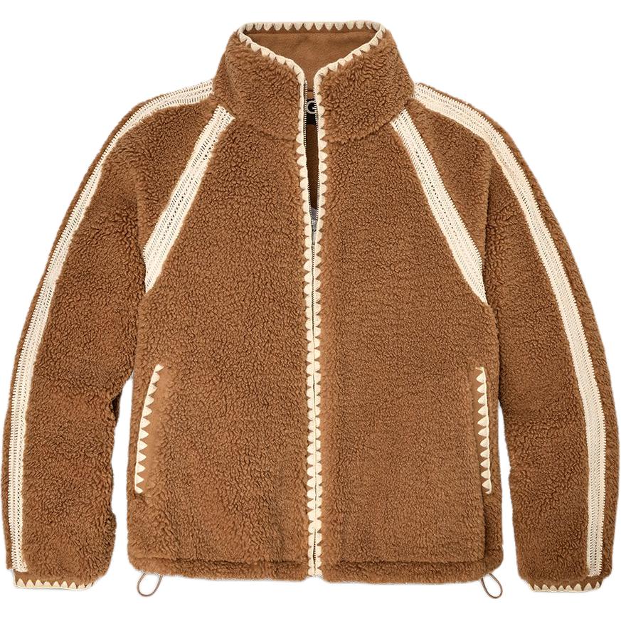 UGG Color Block Striped Zip Long Sleeve Jacket Women Jackets Brown 1161670-CHE