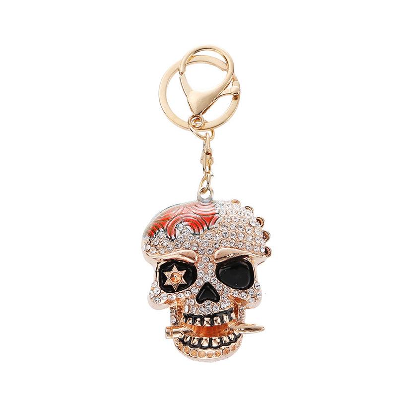 Halloween skull keychain, sparkling diamond studded, skull head, ghost head, bag pendant
