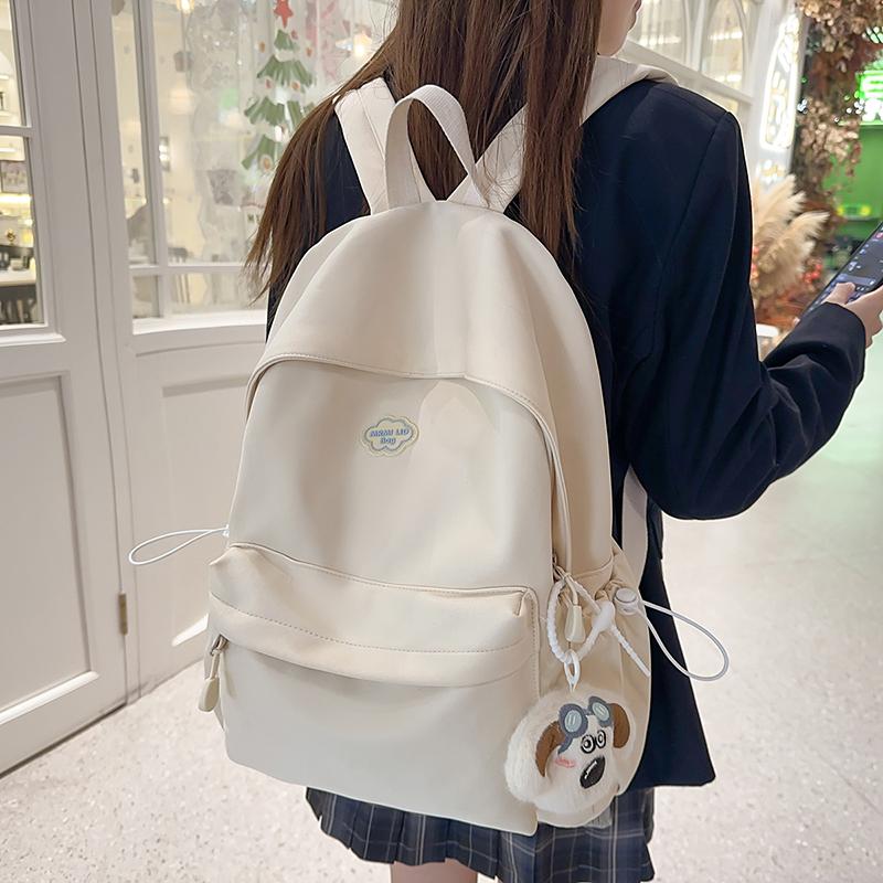 Solid Color Student Schoolbag Women's Large Capacity Backpack Travel Backpack