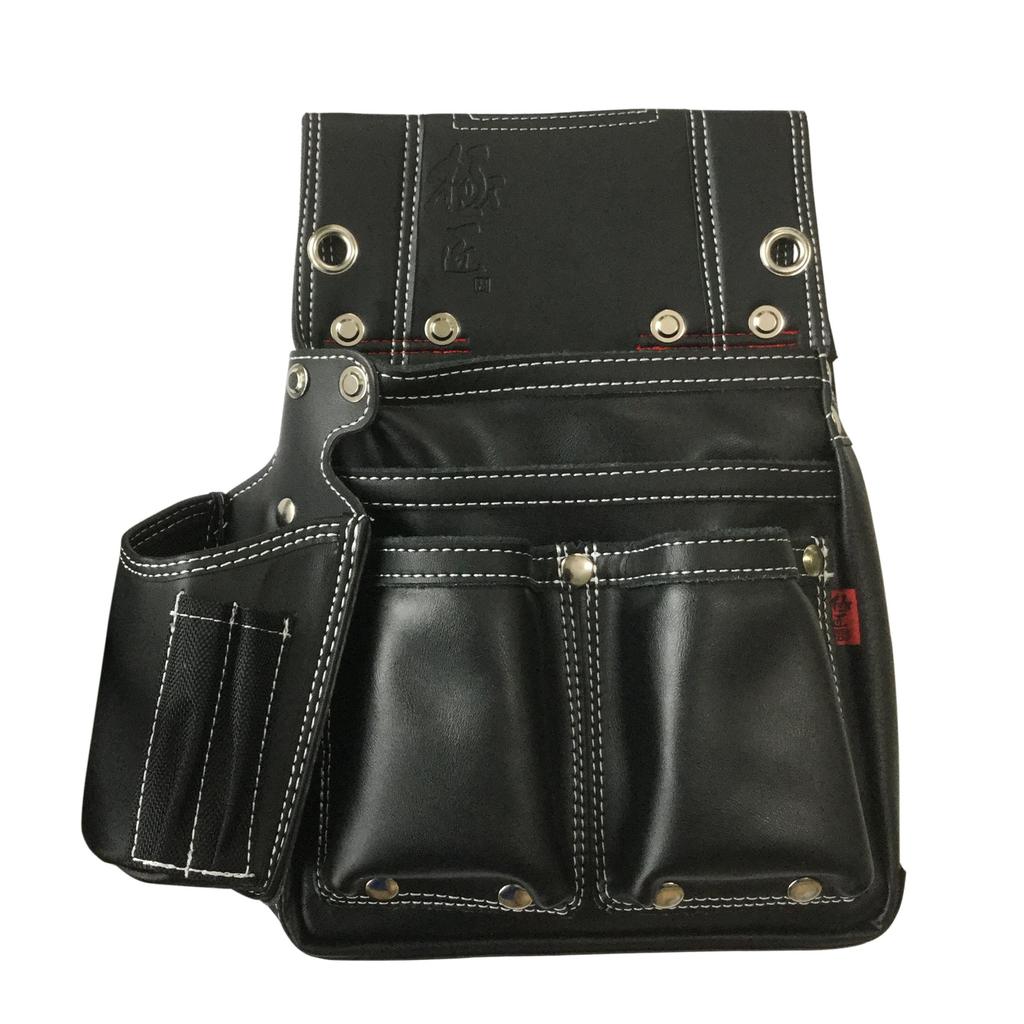 Gokusho Black Cowhide Nail Bag with Ink Pot Holder GL-03B