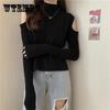 Women Turtleneck Sweaters Autumn Winter Loose Pullovers Knitted Jumper Off Shoulder Fashion Casual Knitted Sweater White Black Long Sleeve Tops
