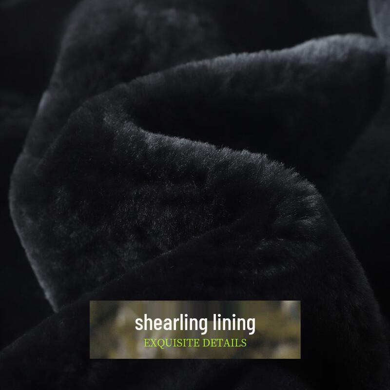 Futing Men's Genuine Goat Leather & Fur Lined Lapel Jacket