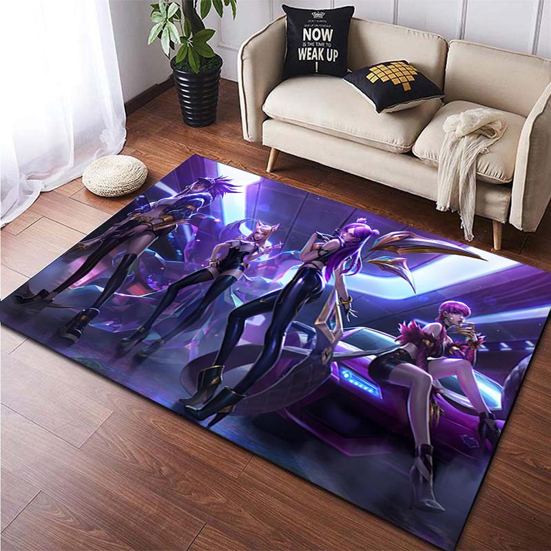 LOL KDA HD Большой ковер с печатной областью, ковер для гостиной, спальни, украшение дивана, нескользящие коврики, дропшиппинг Alfombras