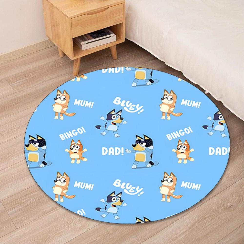 Bluey Printed Round Rug Carpet Chair Rug Area Rug Entryway Doormats,for Office Chair Living Room Bedroom Kitchen Room.