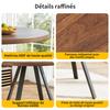 Round Dining Table (80×80×75cm), Coffee Table for 4, Suitable for Dining Room, Living Room, Metal Table Legs, Walnut-colored Desk and Black Legs