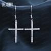 925 Sterling Silver Cross AAA Zircon Piercing Earrings Fashion Wedding Jewelry