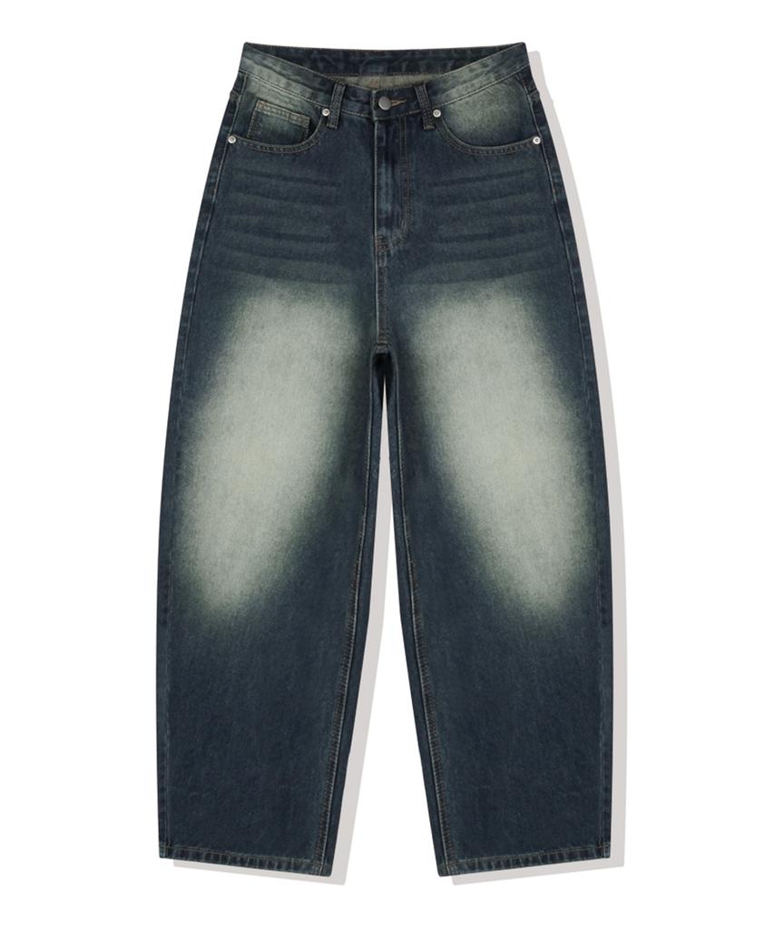 ANEWBROS Lauren Back Pocket Balloon Wide Washed Denim Pants 2 Colors [Anbd_8013]