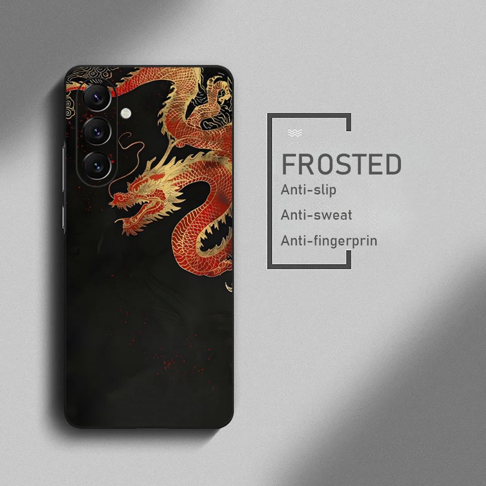 Популярный чехол для телефона с японским драконом для Samsung Galaxy S26 S25 S24 S23 S22 S21 Plus Ultra Note20 Мягкий Черный