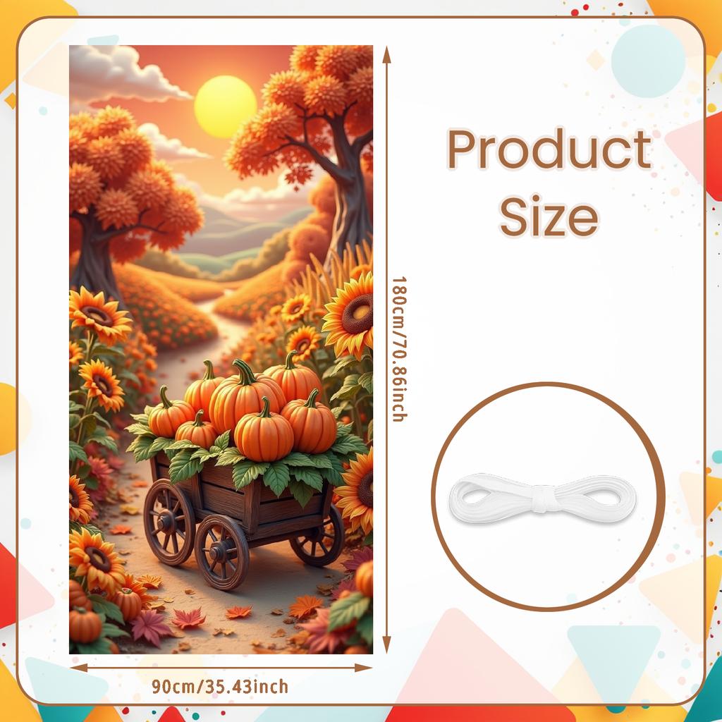 Outdoor Decor Pumpkin Cart Seasonal Banner Sunflower Decor Wooden Cart Pumpkin Design For Halloween Party Seasonal Decor