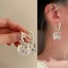 Модные элегантные серьги Мороженое Простые прозрачные акриловые Неправильной формы Белый металл Круглые серьги Ювелирные аксессуары для женщин