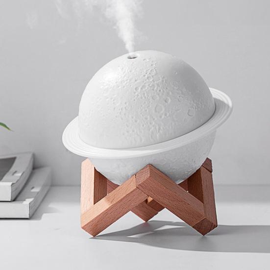 3D Ночник-планета Увлажнитель Тихий USB Мини-увлажнитель воздуха с деревянной подставкой для дома, офиса, спальни, прикроватная лампа, настольный увлажнитель