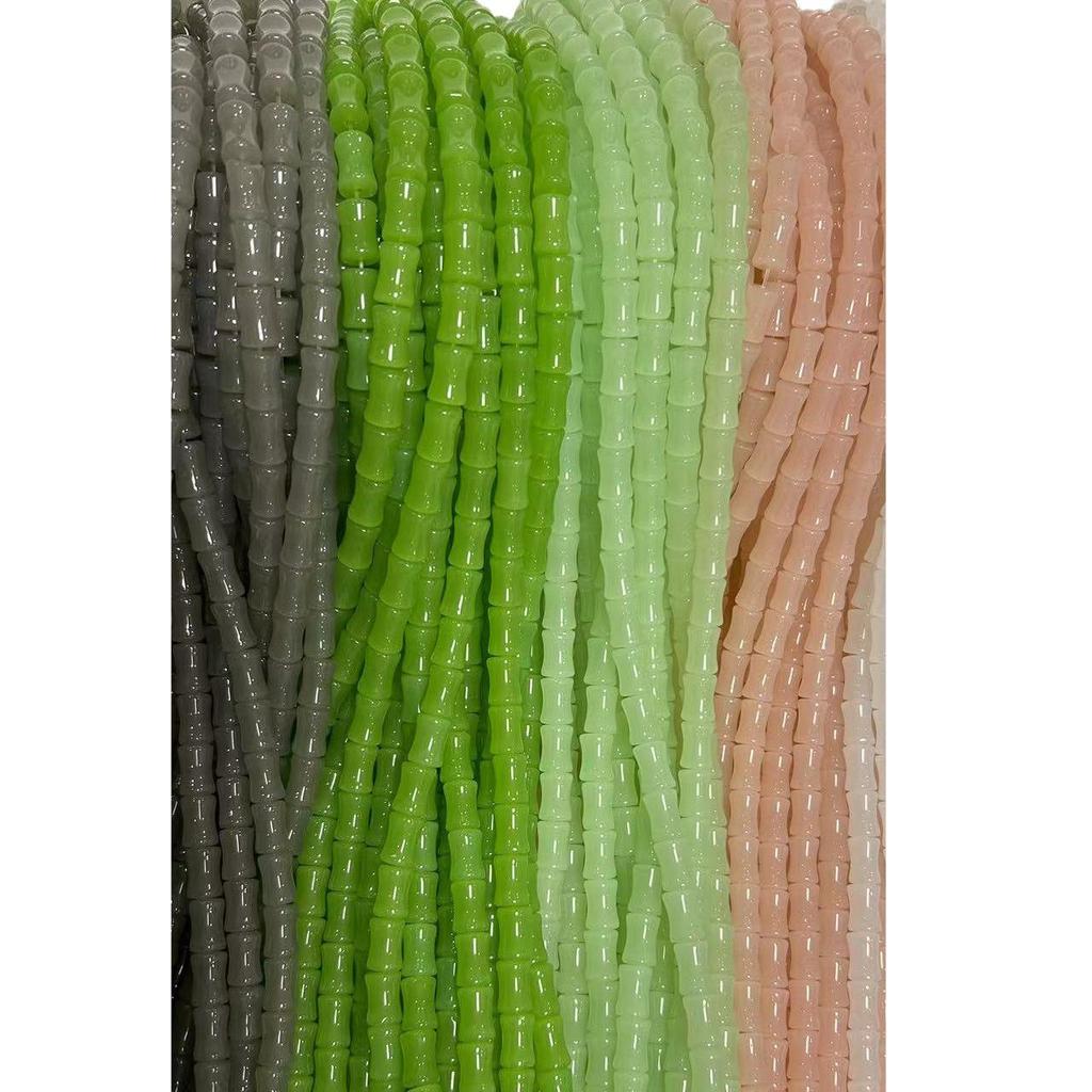 Сделай сам Разноцветные 8x12 мм Бусины в форме бамбукового сустава: Натуральный белый, зеленый, розовый, серый авантюрин для имитации нефритовых браслетов и ожерелий