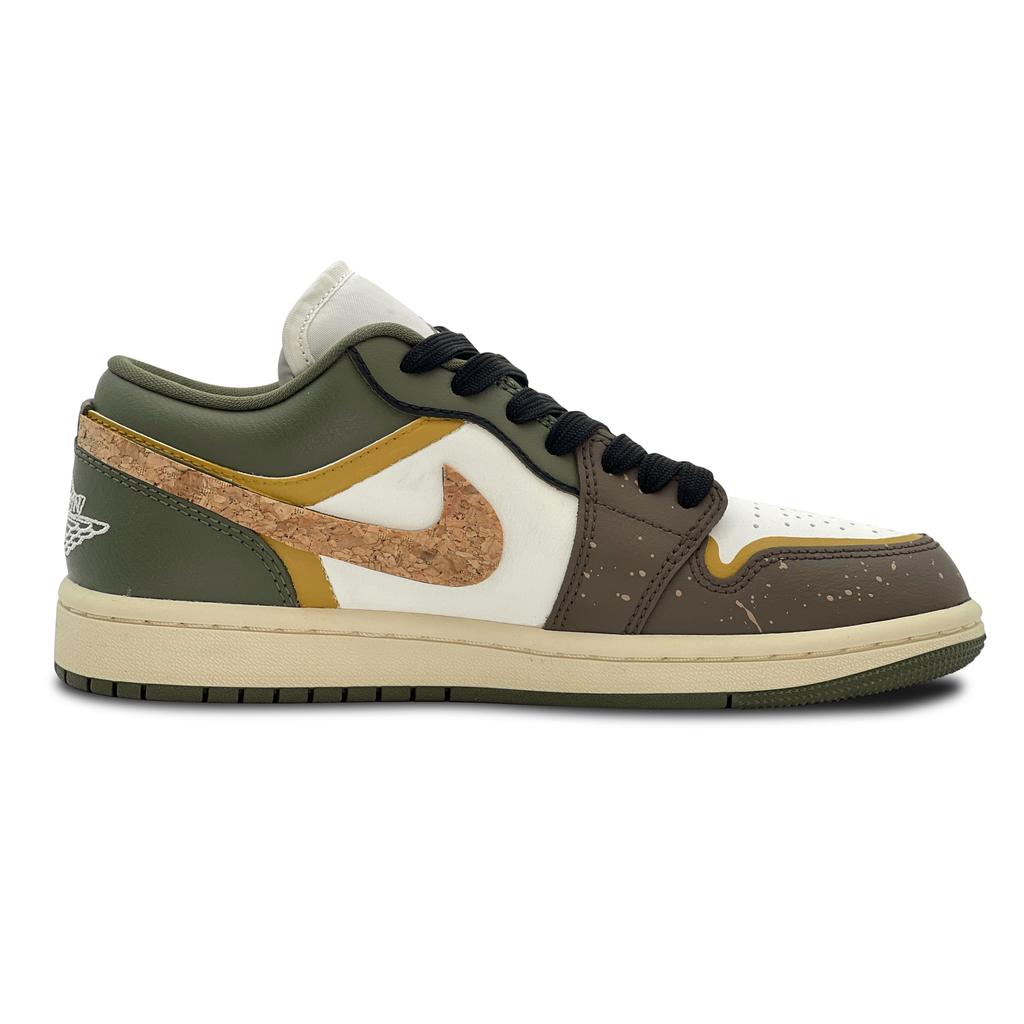 Jordan Air Jordan 1 Rotten Wood Pilgrimage 2.0 Abrasion Resistant Low top Vintage Basketball Shoes Unisex Brown Green DC0774-122(Team293-2.0)