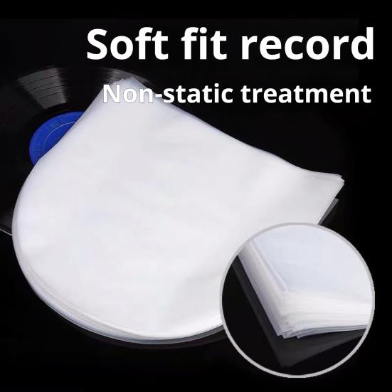 50Pcs Vinyl Record Inner Sleeves Dustproof Scratch-Resistant Anti-Static Plastic Round Bottom EP Protective Sleeves