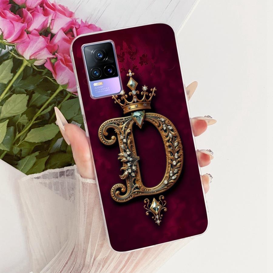 Для Vivo V21e V2061 Y73 2021 Чехол Буква Имени Силиконовый Защитный Мягкий Задний Чехол Для VivoV21e 5G Чехол V2055 Чехол для Телефона Funda