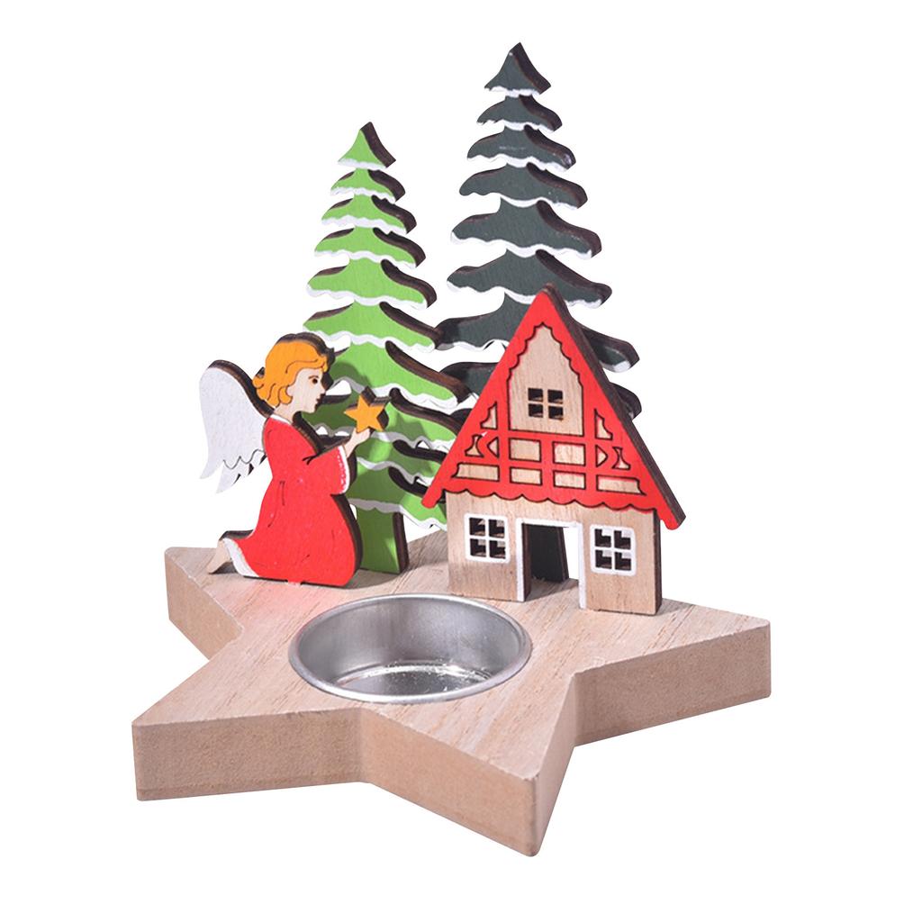 Рождественская деревянная подставка для свечей, украшение для рабочего стола