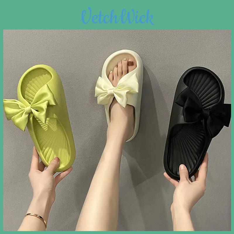 Comfortable And Soft Silk Bow Slippers With Anti-slip Platform