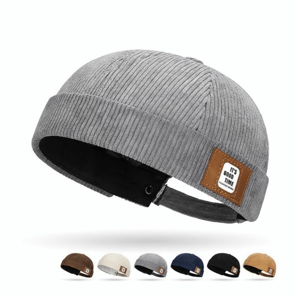Adjustable Brimless Hat Solid Color Vintage Dome Hat New Landlord Hat Winter