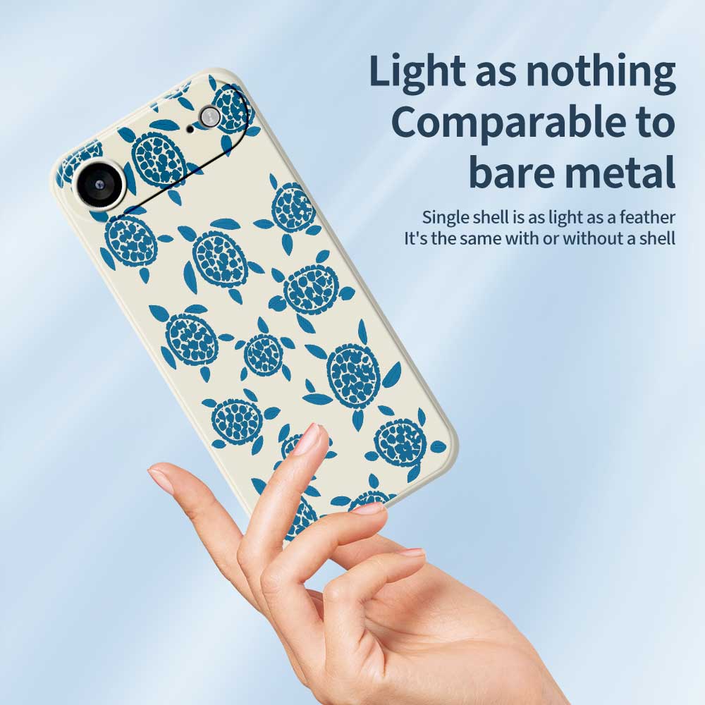 For iPhone 17 Air Case Blue Turtle Pattern Printing Straight Edge TPU Phone Back Cover