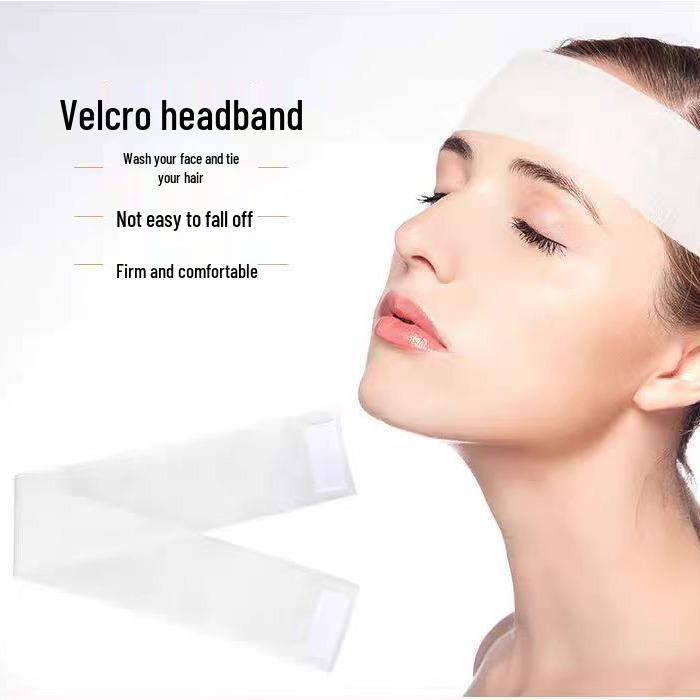 Одноразовая эластичная повязка на голову для спа на липучке, черная и белая