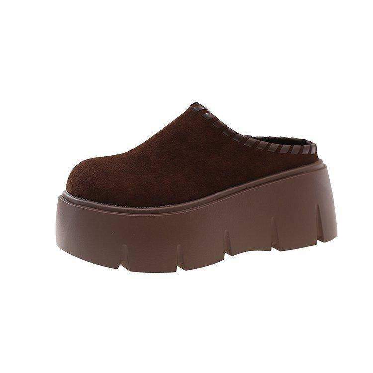 Boken сумка голова полушлепанцы женские верхняя одежда 20025 новый осень и зима толстая подошва увеличение высоты короткие Ле ленивые шлепанцы-мюли