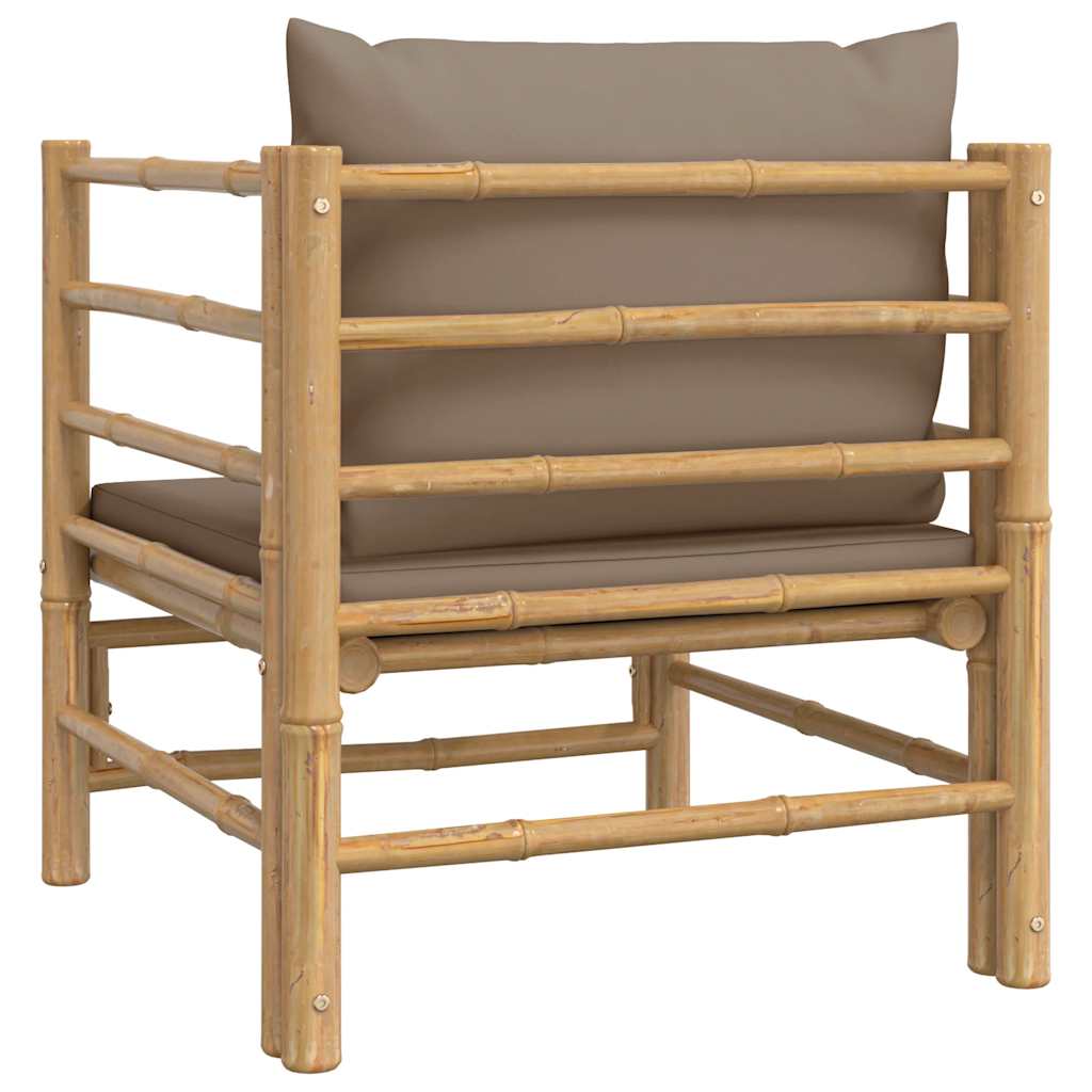 Vidaxl Sofa Ogrodowa Z Poduszkami W Kolorze Taupe, Bambusowa