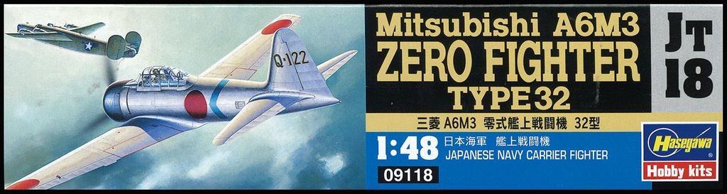 Hasegawa Japanese Navy Mitsubishi A6M3 Zero Fighter Type 32 Plastic Model Kit JT18 1/48