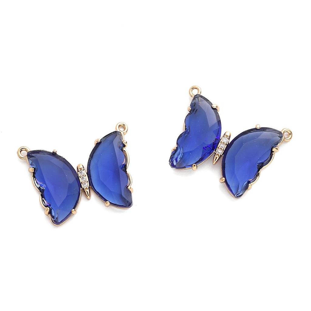 Латунная подвеска-бабочка с кристаллом циркона, камень для серег, браслетов, ожерелья, аксессуары для изготовления ювелирных изделий своими руками