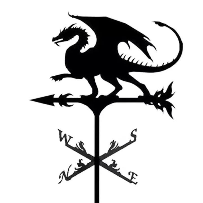 Stainless Steel Dragon Witch Weather Vane - Garden Wind Direction Indicator