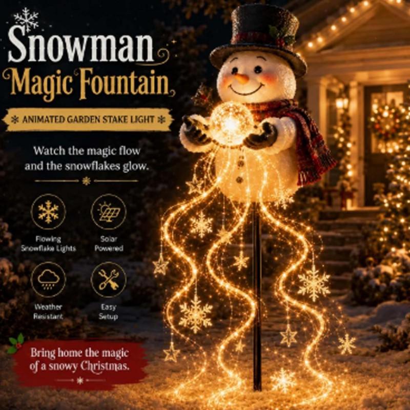 Snowman Magic Fountain Half-Solar Outdoor Decor Modern Style Garden Yard Decoration