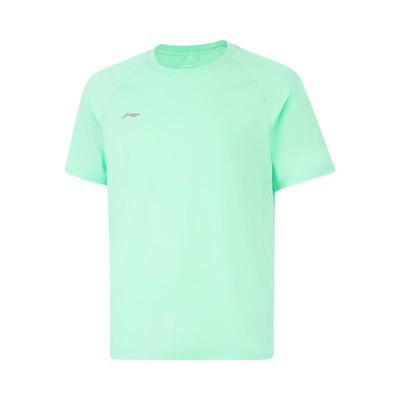 Li Ning Серия Спортивный Стиль Однотонная Дышащая Универсальная Повседневная Футболка с Коротким Рукавом Мужская Футболки Небесно-Зеленый ATSV437-3