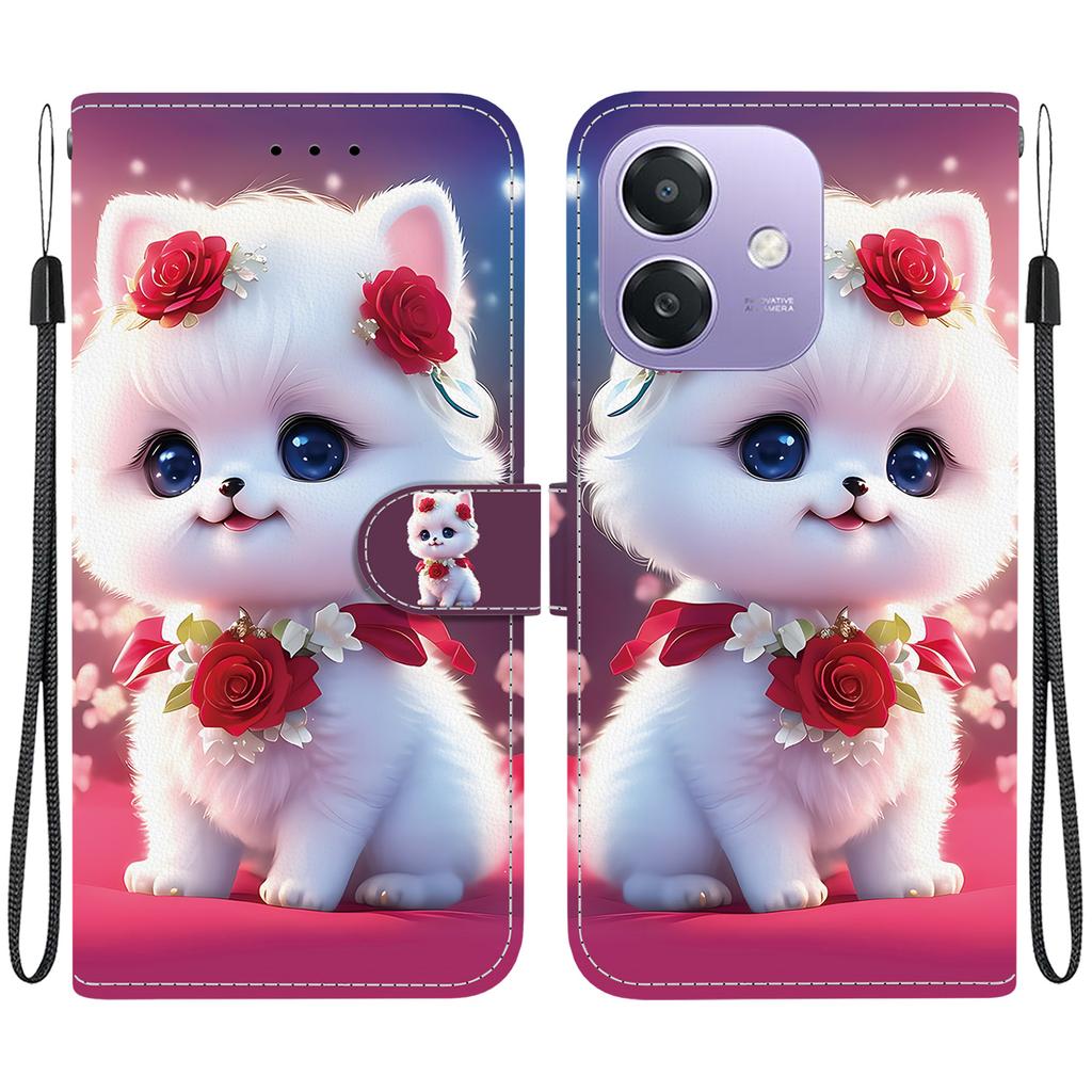 Чехол-книжка из искусственной кожи ручной работы для Oppo A3/A3 4G/Oppo A60/Oppo A40/A40m/Oppo A5x, противоскользящий, противоударный чехол с ремешком на запястье и рисунками сердец/роз/кошек