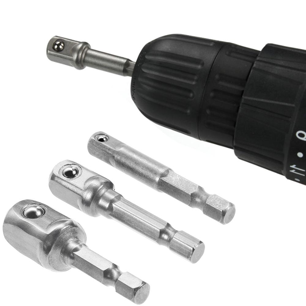 Chrome Vanadium Steel Socket Adapter Set Hex Shank 1/4" 3/8" 1/2" Extension Drill Bits Bar Set Power Tools