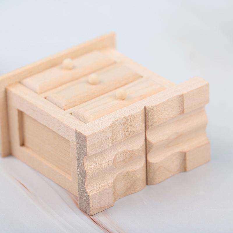 1Pcs 1:12 Dollhouse Wooden Miniature Bedside Cupboard Furniture Diy Accessories
