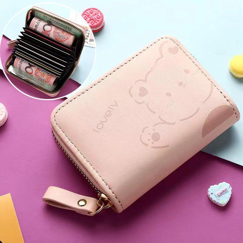 Милый мультяшный медведь картхолдер на молнии кожаный модный держатель для банковских кредитных карт для женщин девушки CLE