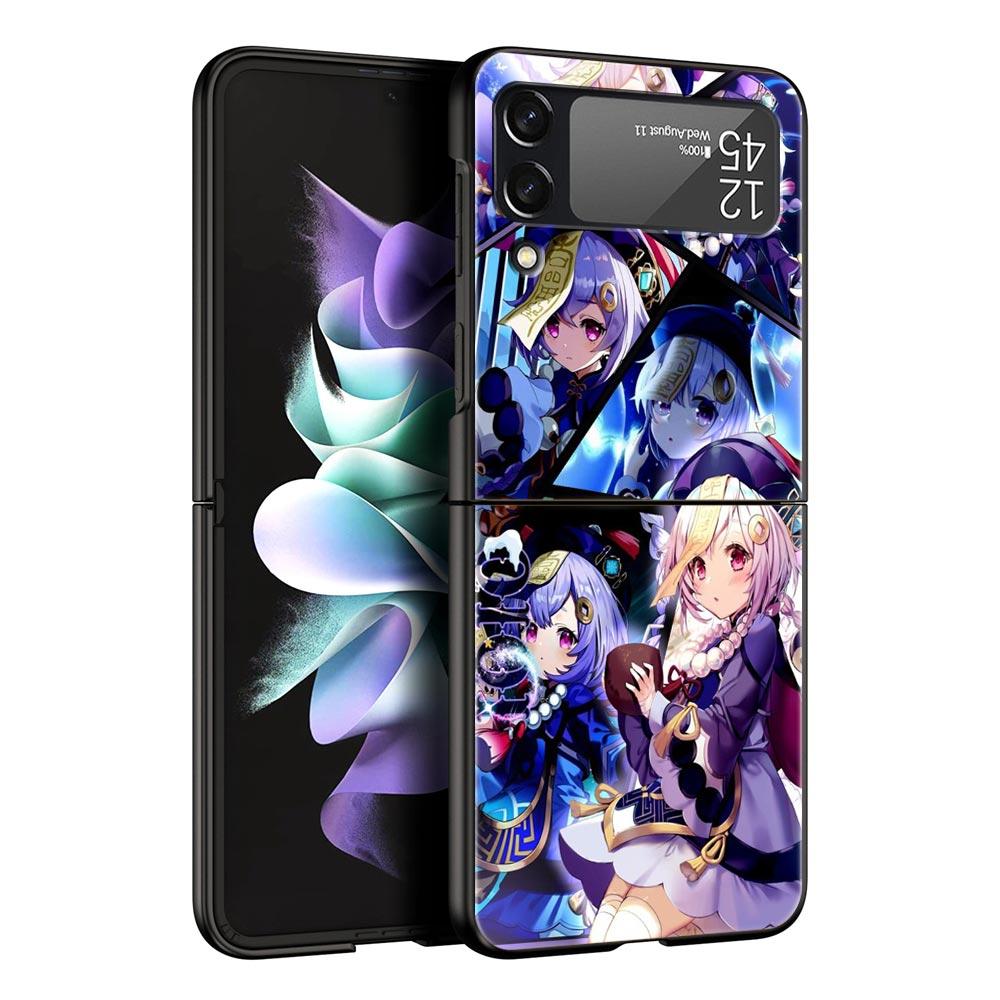 Чехол для телефона Samsung Galaxy Z Flip 3 4 5 Жесткий Черный Складной ПК Для Samsung Z Flip3 Чехол-оболочка Genshin impact ayato wanderer