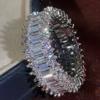 Huitan Trendy Luxury Plated Women Wedding Rings AAA Cubic Zirconie Ослепительное Кольцо Обещания Помолвка Свадебные Украшения