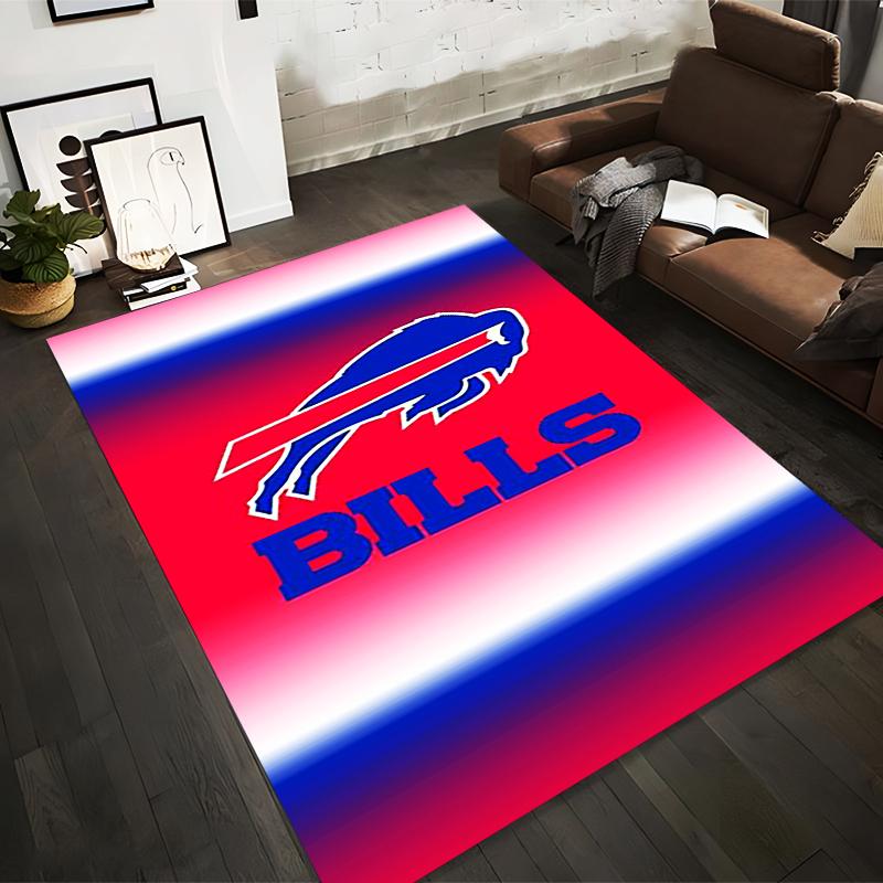 Buffalo Bills Logo Red and Blue Rug Design Non-slip rug suitable for living room and bedroom sofas sofas